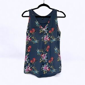 2/$30 Express Floral Blue Sleeveless Blouse Top SZ S